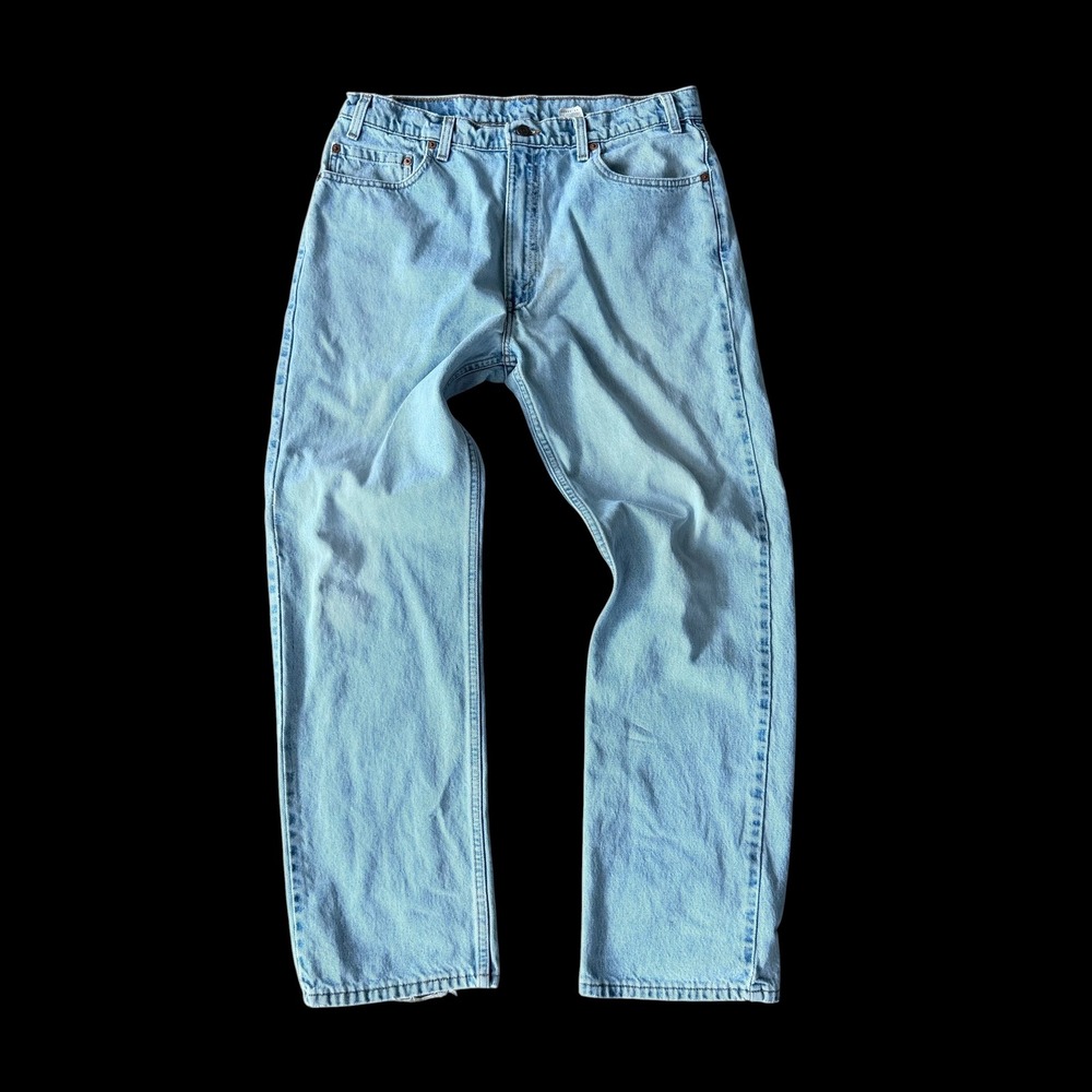 Vintage‎ Levis 505 Light Wash Distressed Denim Jeans Blue 33x29 Zip Fly